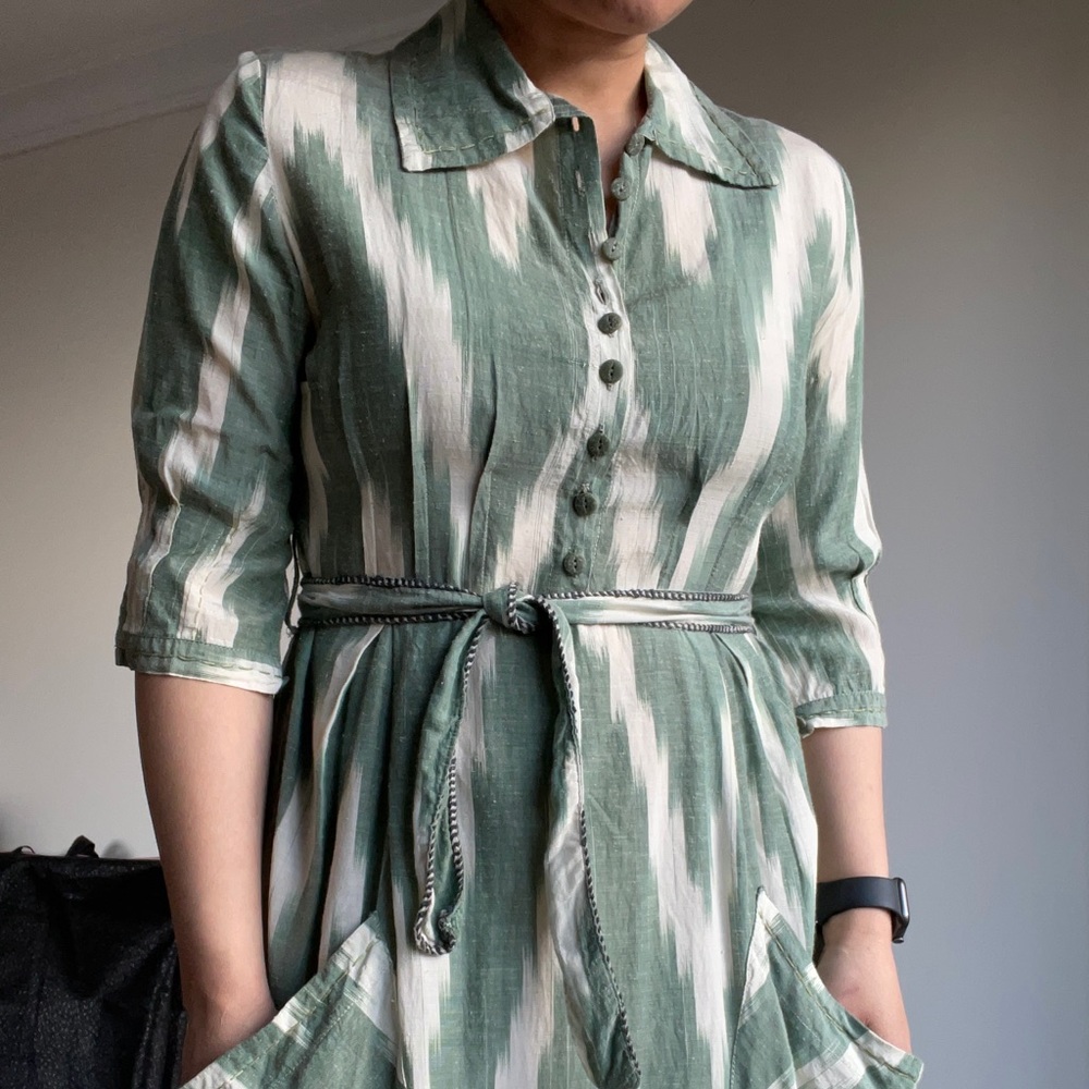 Linen and silk mixed IKAT dress in excellent condition